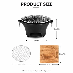Portable Charcoal Cast Iron BBQ/Stainless Steel Grill