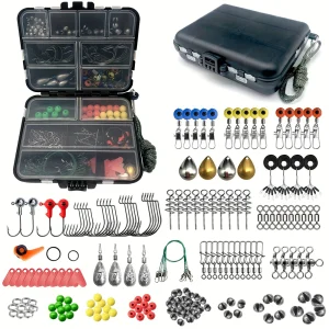 187pc Ultimate Tackle Kit- Premium Hooks, Sinkers