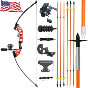 Bowfishing Recurve Bow 40Ib Fiberglass Arrows + Reel