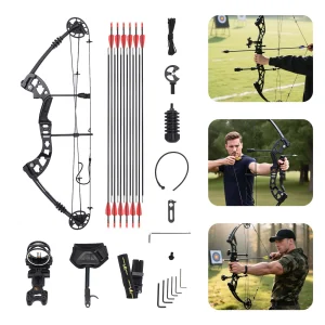 Compound Bow  w/12 Arrows/3-Pin Sight Adjustable Draw
