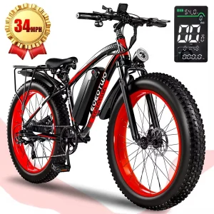 26" Fat Tire E- Bike 1000W 34 MPH Up to 60 mi Range