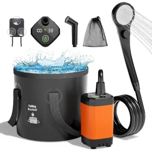 Rechargeable Portable Shower, 5 Gal Collapsible Bucket